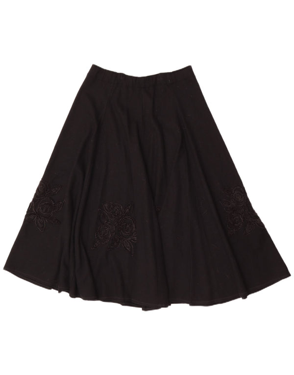 Gonna a trapezio da donna Mariella Burani UK 12 media W28 nera floreale