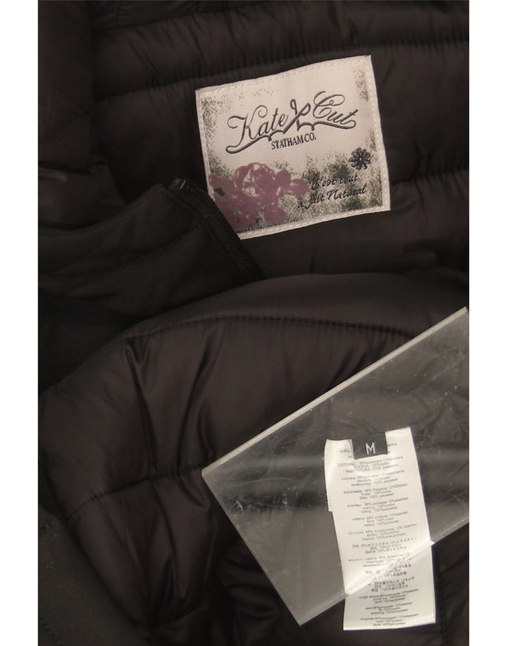 VINTAGE Womens Hooded Padded Coat UK 14 Medium Black Polyester Vintage Vintage and Second-Hand Vintage from Messina Hembry 