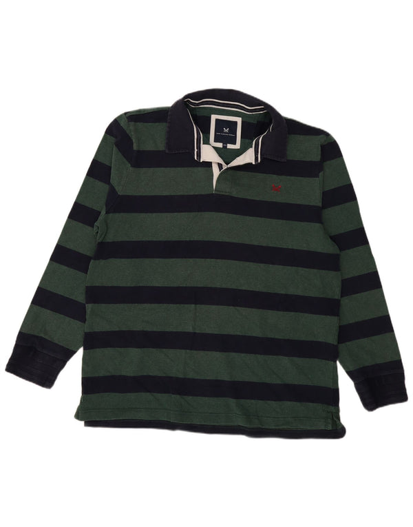 Crew Clothing Polo da rugby da uomo a maniche lunghe 3XL Cotone a righe verdi