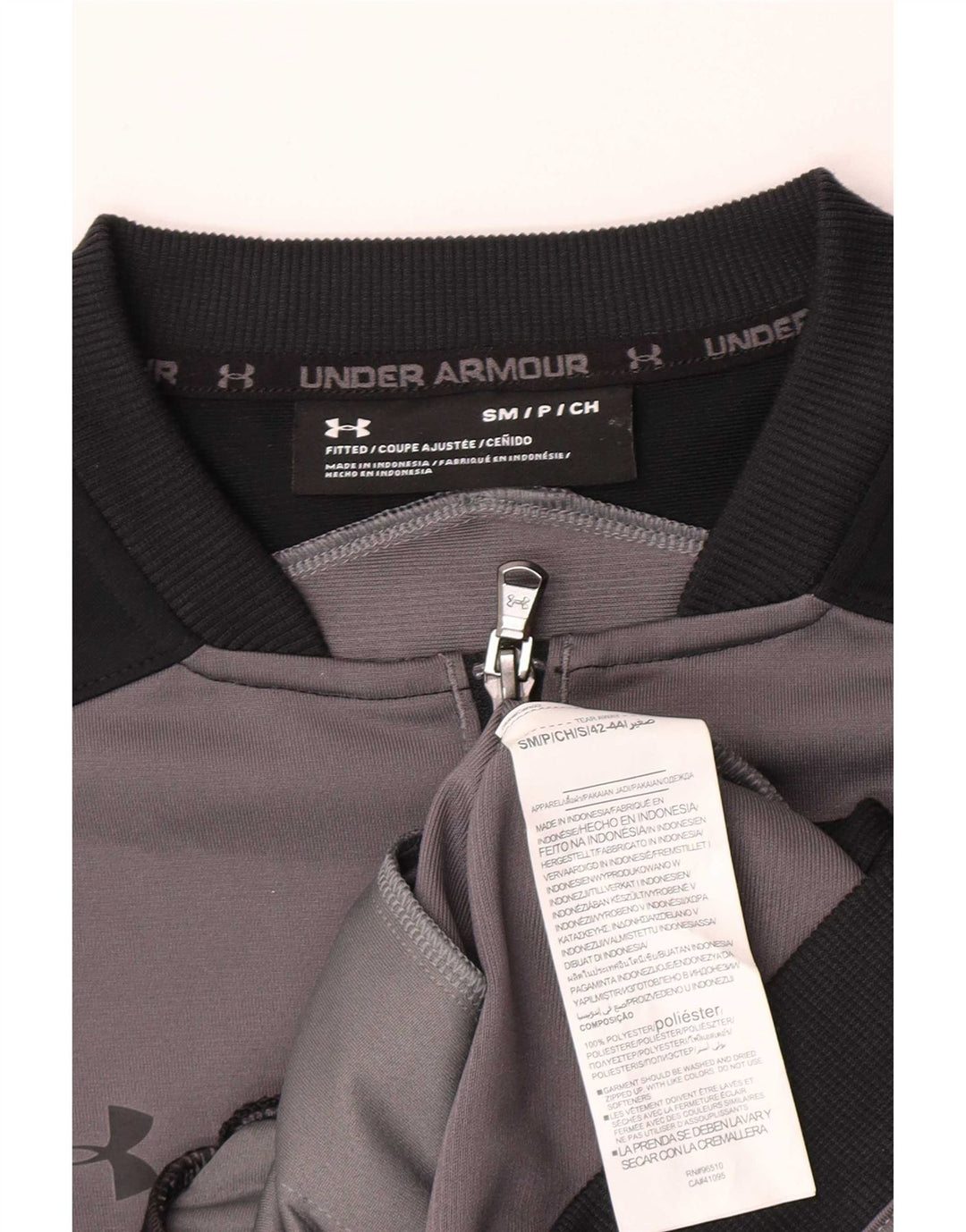Giacca da ginnastica da uomo Under Armour piccola in poliestere color block grigio