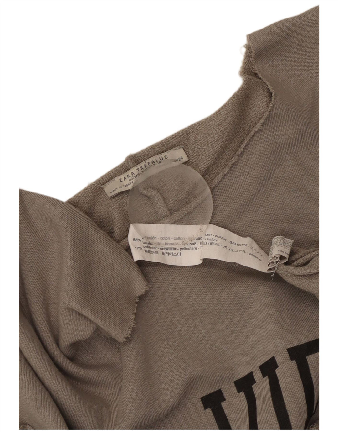 Abito T-shirt con grafica oversize da donna Zara UK 14 Cotone grigio medio