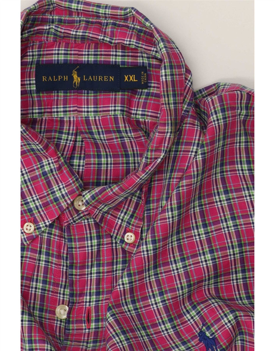 Camicia da uomo Ralph Lauren 2XL cotone a quadri rosa
