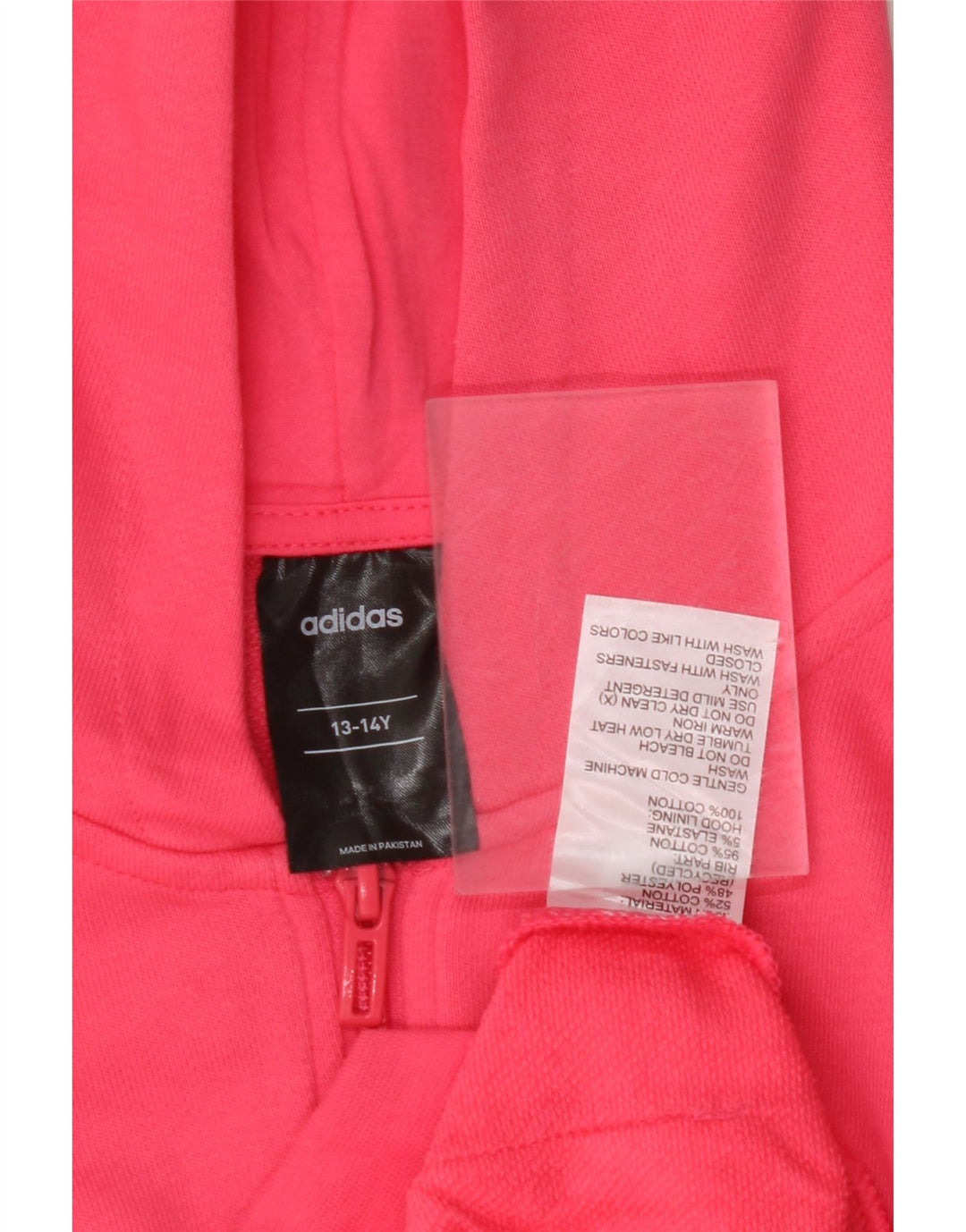 Felpa con cappuccio e zip grafica ADIDAS per ragazze 13-14 anni in cotone rosa