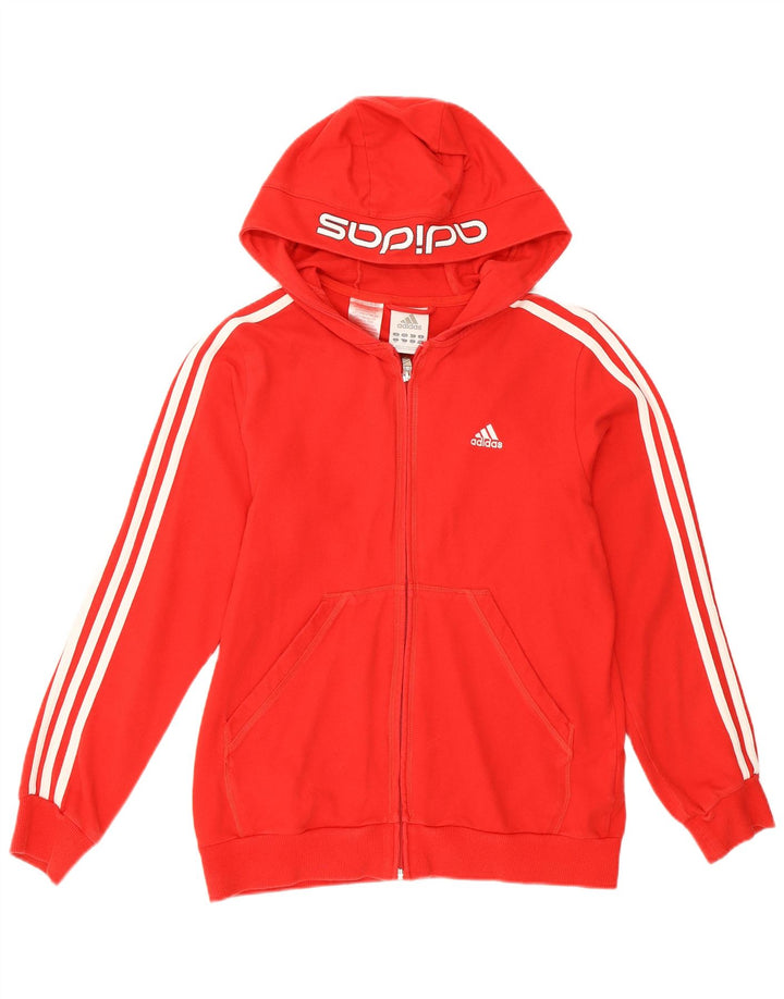 Felpa con cappuccio e zip Adidas per ragazze 13-14 anni in cotone rosso