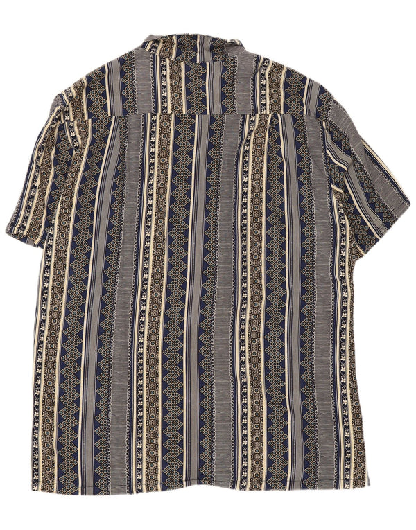 Camicetta vintage da donna a maniche corte UK 22 3XL Blu navy a righe