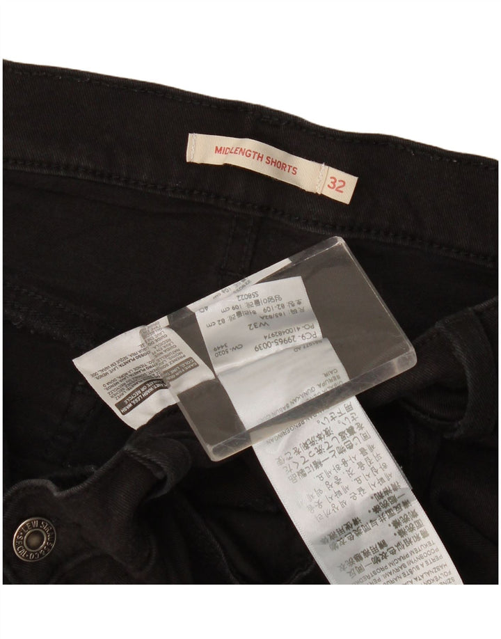 Pantaloncini di jeans a vita media da donna Levi's W32 Large in cotone nero