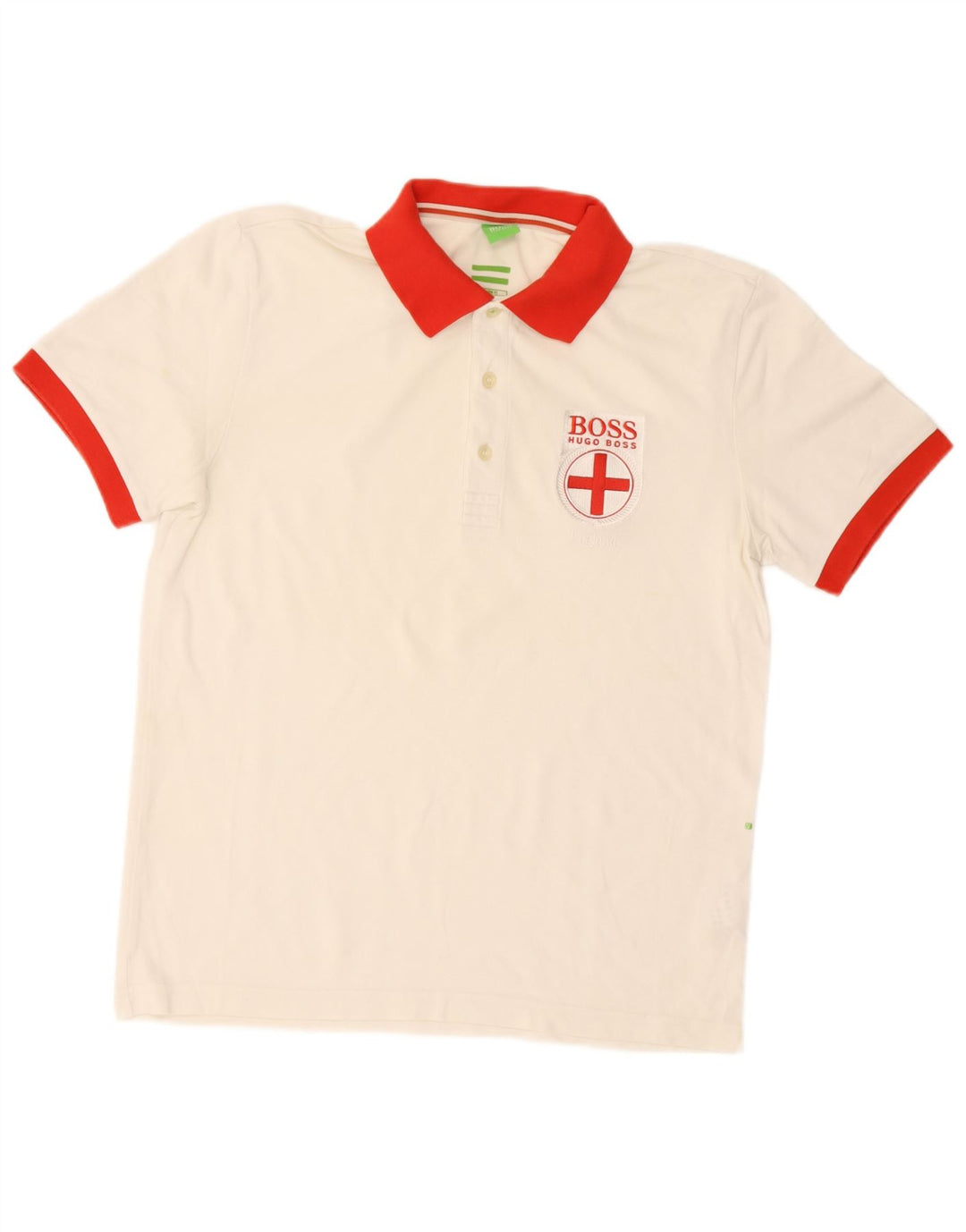 Polo da uomo Hugo Boss grande in cotone color block bianco