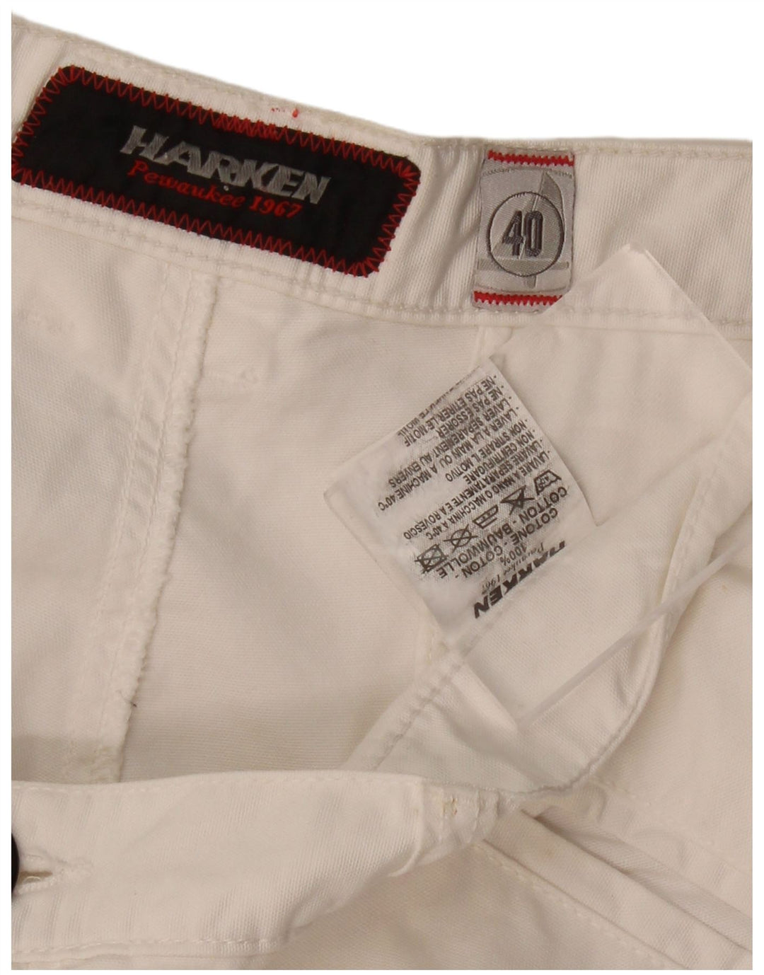 VINTAGE Mens Straight Cargo Trousers W40 L32 White Cotton