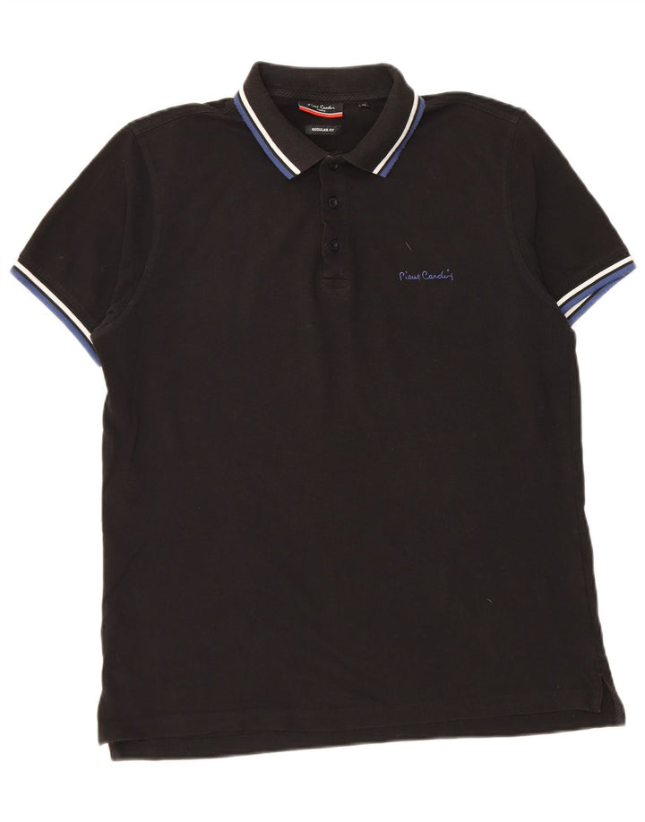 Polo Pierre Cardin da uomo vestibilità regolare in cotone a righe nere medie