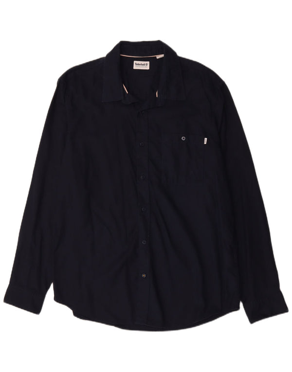 Camicia da uomo Timberland XL in cotone blu navy