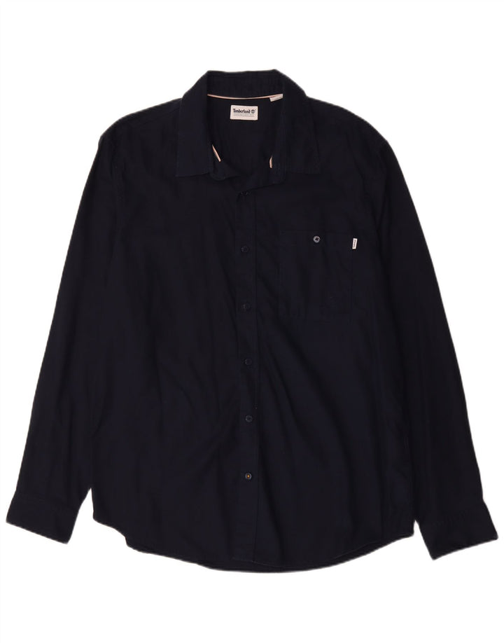 Camicia da uomo Timberland XL in cotone blu navy