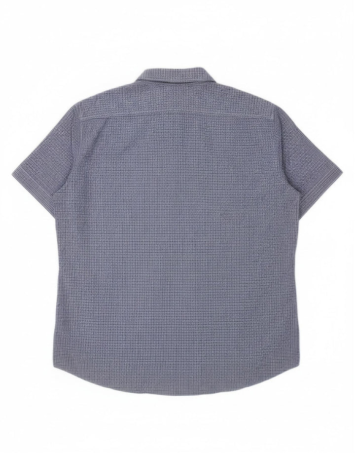 Camicia Carrera da uomo a maniche corte vestibilità regolare XL in cotone a quadretti blu