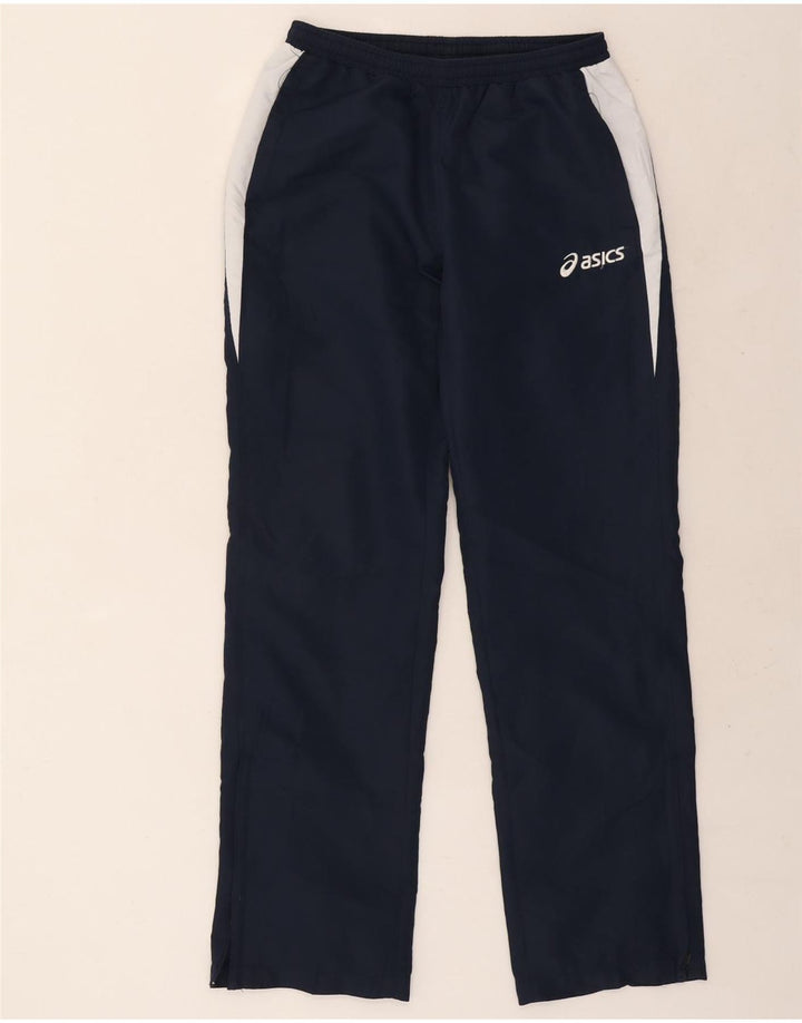 Pantaloni da tuta da uomo Asics grandi in poliestere color block blu navy