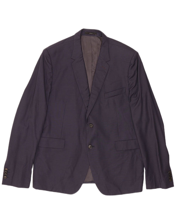 Giacca blazer da uomo a 2 bottoni Paul Smith IT 44 XS lana a quadri blu navy