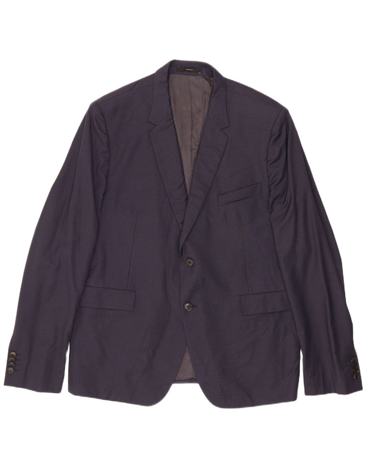 Giacca blazer da uomo a 2 bottoni Paul Smith IT 44 XS lana a quadri blu navy