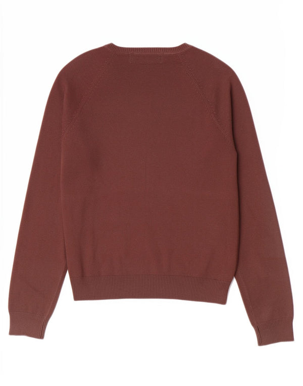 Maglione da donna con scollo a V Zara UK 14 grande cotone marrone