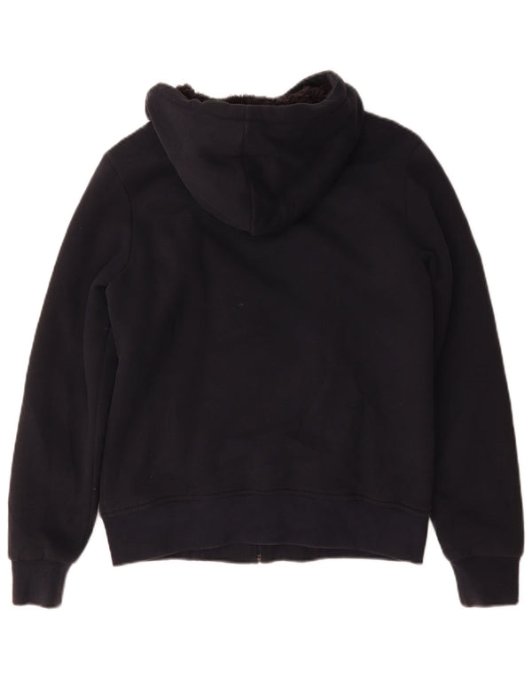K-Way Maglione con cappuccio e zip sherpa da uomo piccolo in cotone blu navy