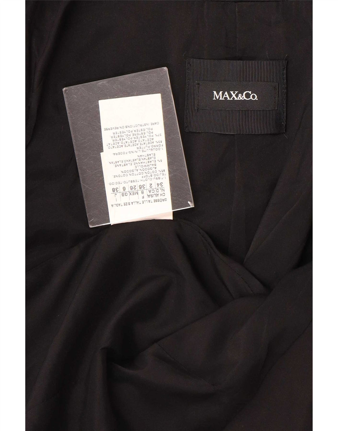 Max&Co. Giacca blazer da donna a 3 bottoni con maniche a 3/4 UK 6 XS cotone nero