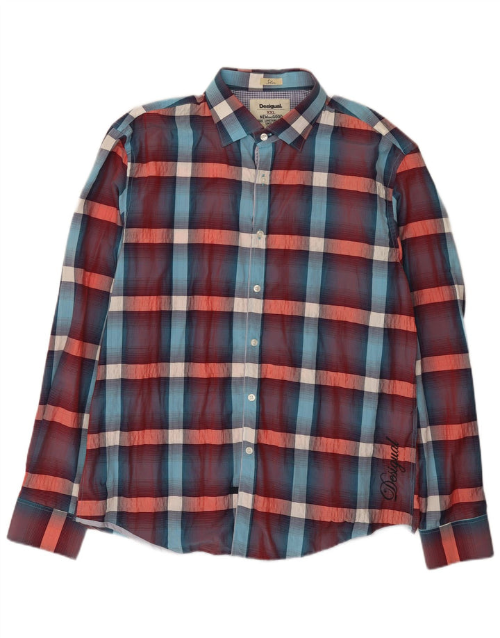 Desigual Uomo Slim Camicia 2XL Cotone a quadri multicolore