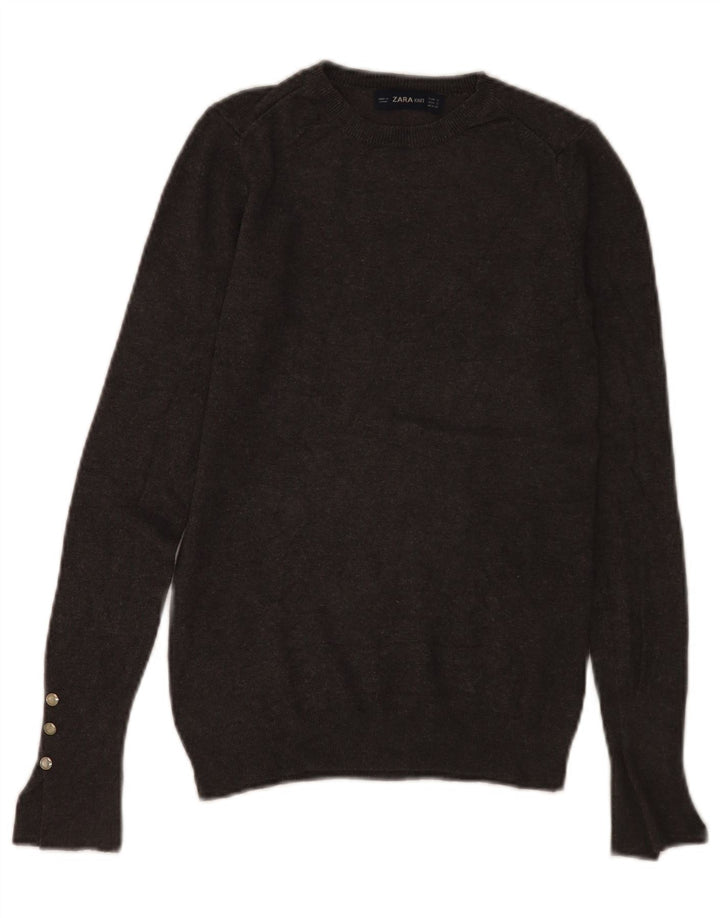 Maglione maglione girocollo da donna Zara UK 8 piccolo in viscosa grigia