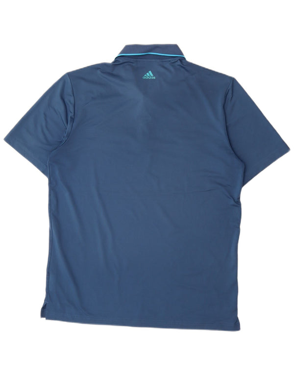 Polo Adidas da uomo media in poliestere a righe blu navy
