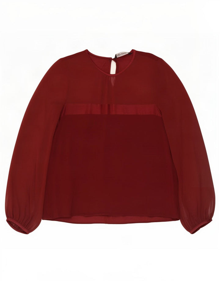 Camicetta a maniche lunghe da donna Zara UK 14 grande marrone