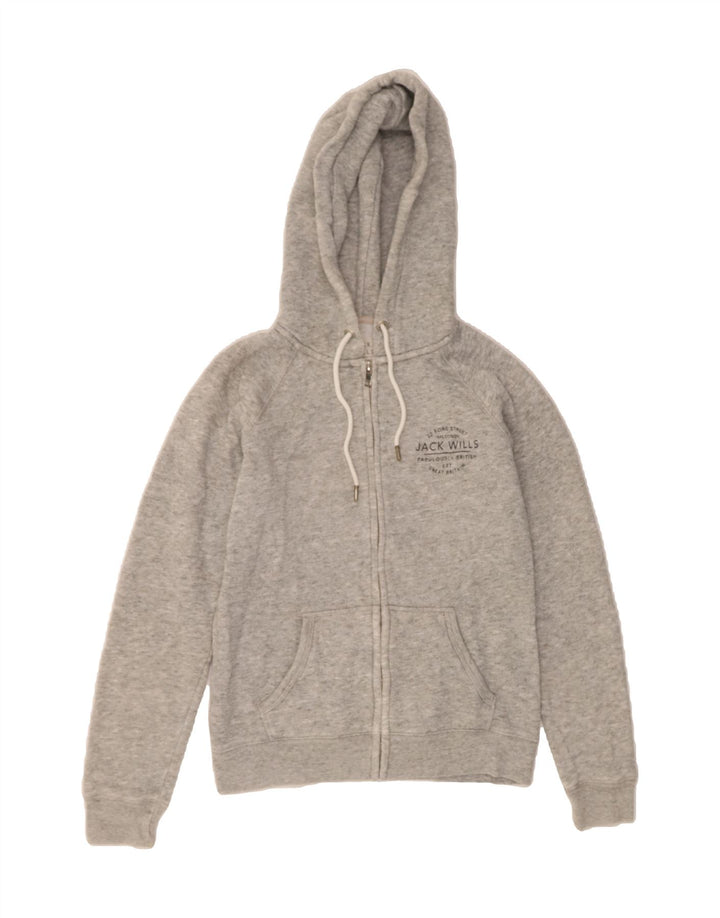 JACK WILLS Womens Oversized Zip Hoodie Sweater UK 10 Small Grey Flecked Vintage Jack Wills and Second-Hand Jack Wills from Messina Hembry 