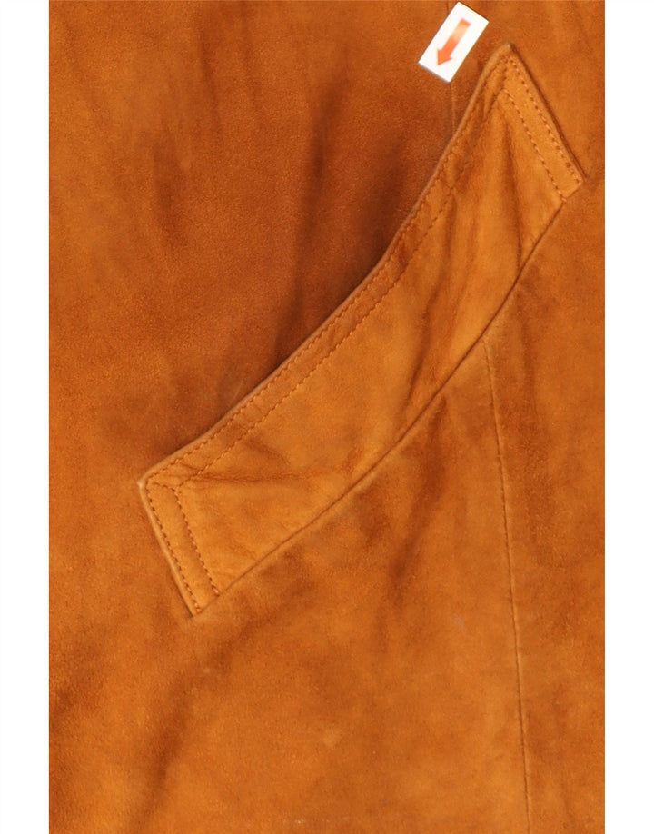 Giacca vintage in pelle scamosciata da uomo UK 40 grande in pelle marrone