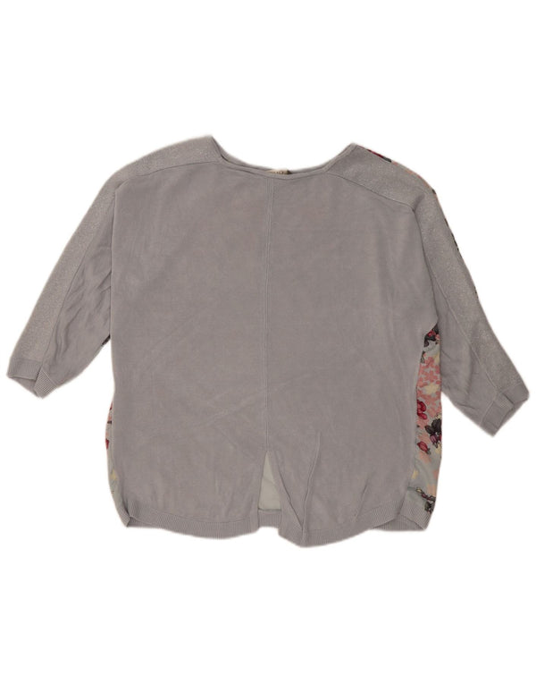 Oasis Maglione da donna oversize con scollo a barca UK 14 Blu medio floreale