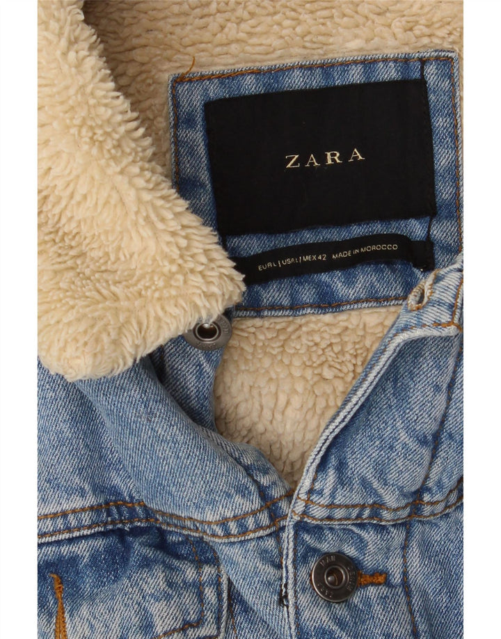 Giacca Zara da uomo in denim sherpa UK 40 grande blu