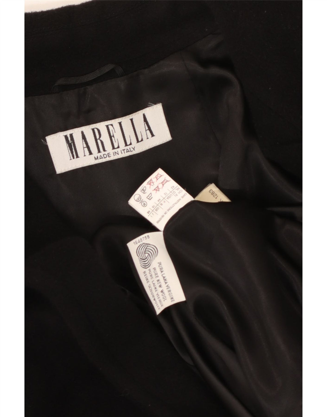 Cappotto doppiopetto da donna Marella UK 14 Lana vergine nera media