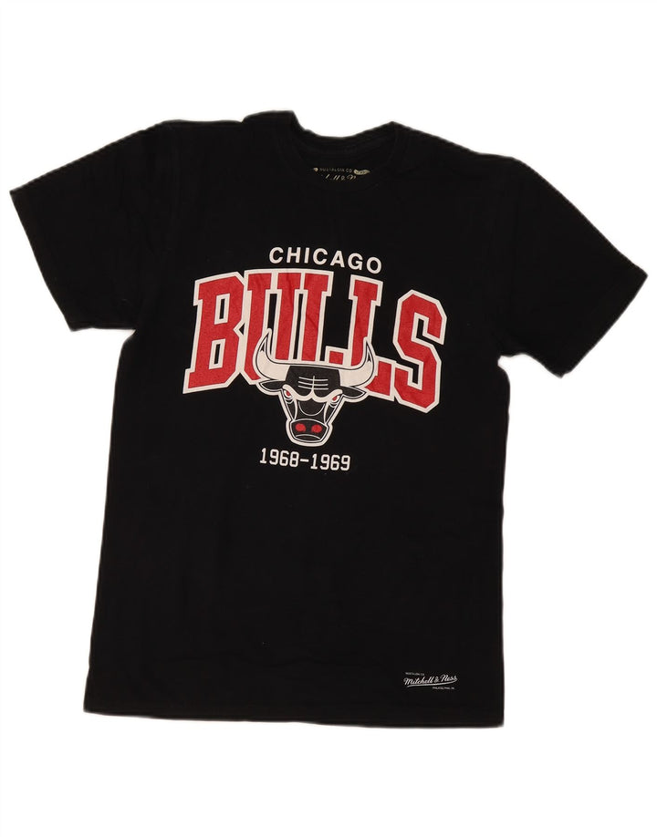 MITCHELL & NESS T-shirt grafica da uomo Chicago Bulls piccola in cotone nero