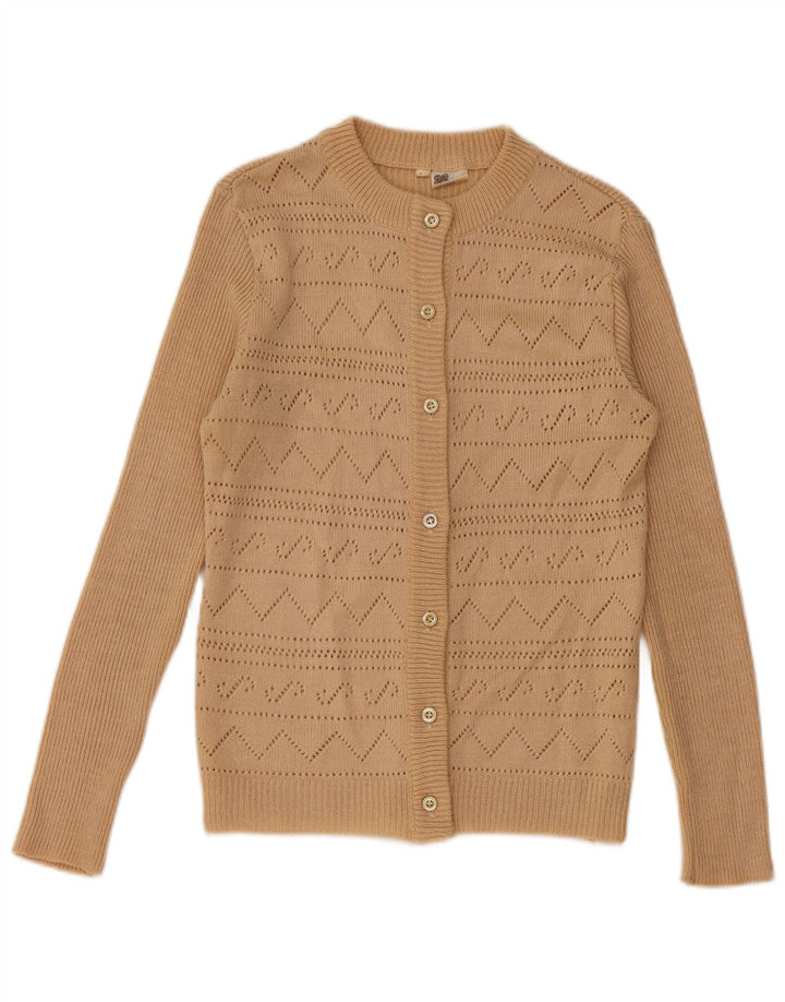 Maglione cardigan da donna vintage IT 44 Angora beige medio