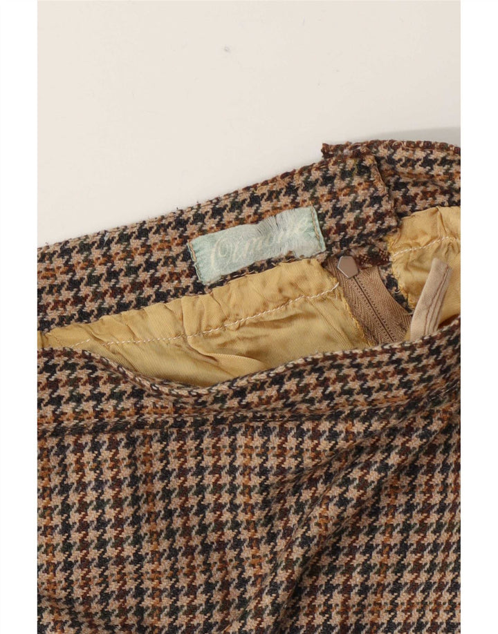 Gonna a trapezio da donna vintage W26 piccolo pied de poule marrone