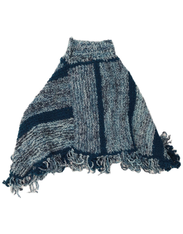 Maglione poncho da donna VINTAGE taglia unica a righe blu