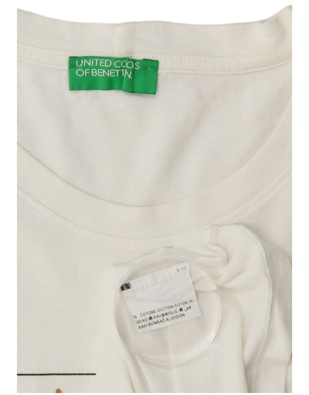 T-shirt grafica da uomo BENETTON Top in cotone color block bianco medio