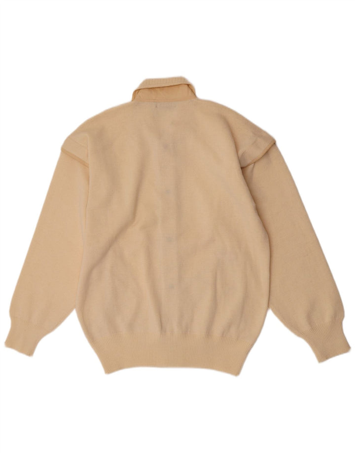 Maglione cardigan da uomo vintage in lana beige medio