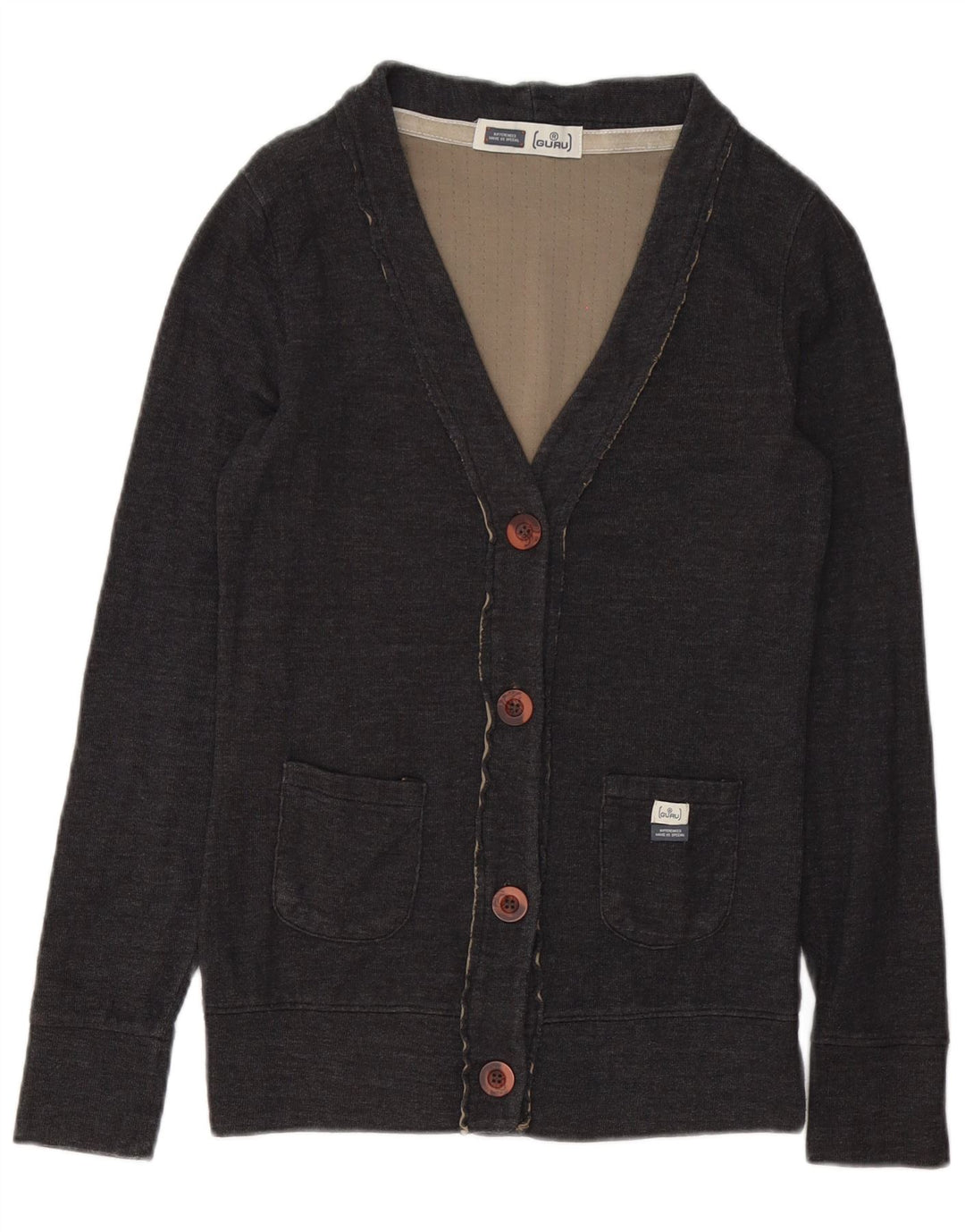 Maglione cardigan da uomo Guru piccolo in cotone grigio