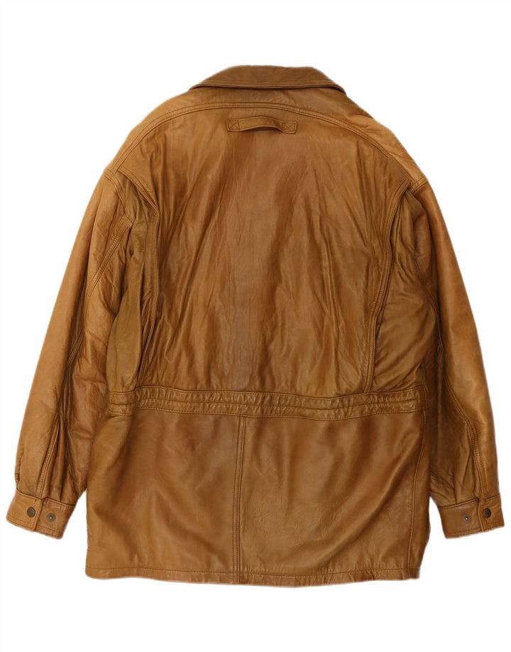 Cappotto in pelle vintage da uomo UK 42 XL in pelle marrone