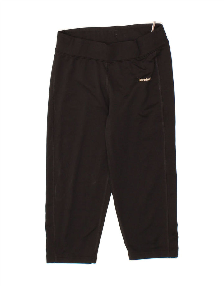 REEBOK Womens Capri Leggings UK 10 Small Black Polyester Vintage Reebok and Second-Hand Reebok from Messina Hembry 
