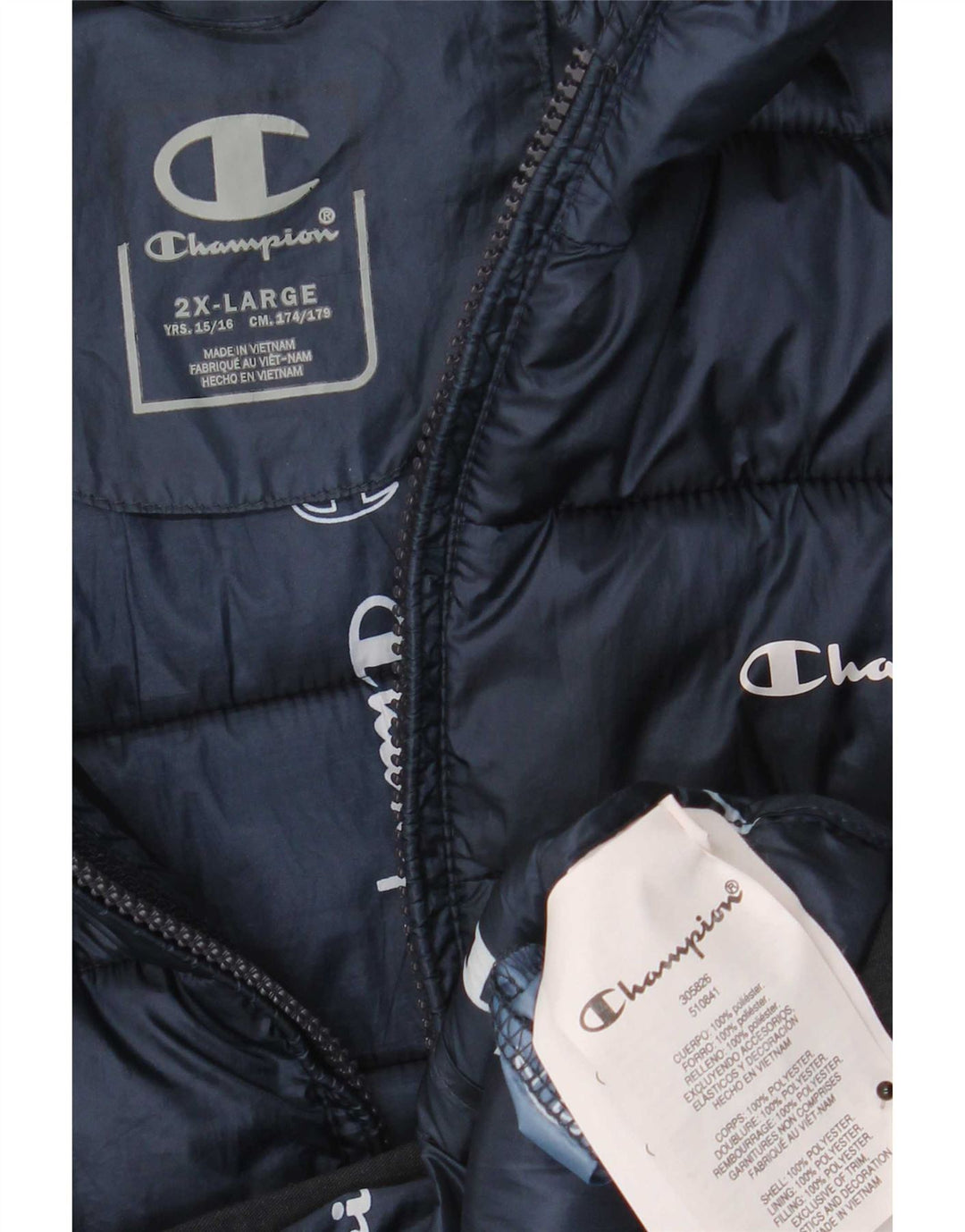 Giacca imbottita con cappuccio Champion da ragazzo 15-16 anni 2XL poliestere blu navy