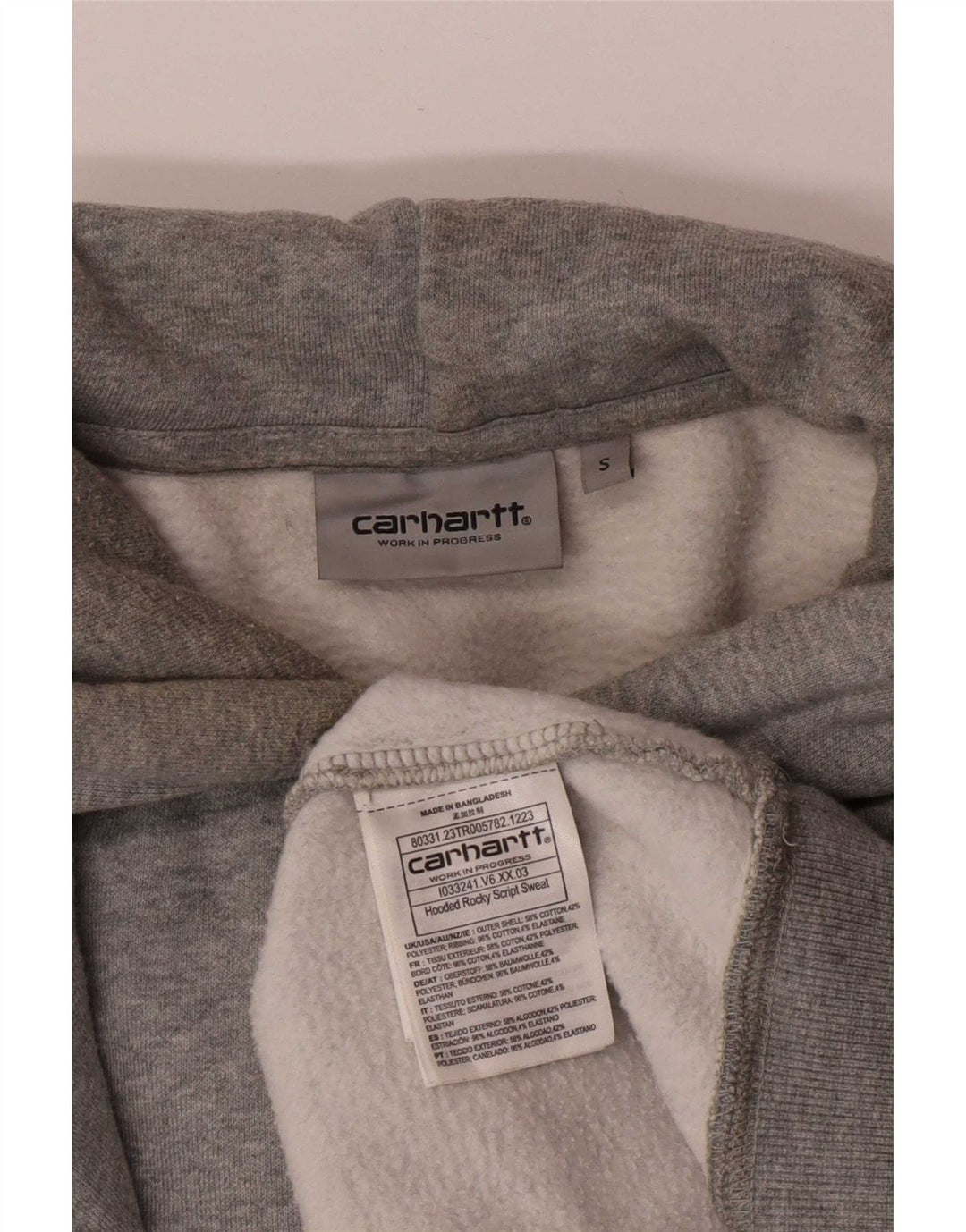 Maglione con cappuccio grafico da uomo Carhartt piccolo in cotone grigio