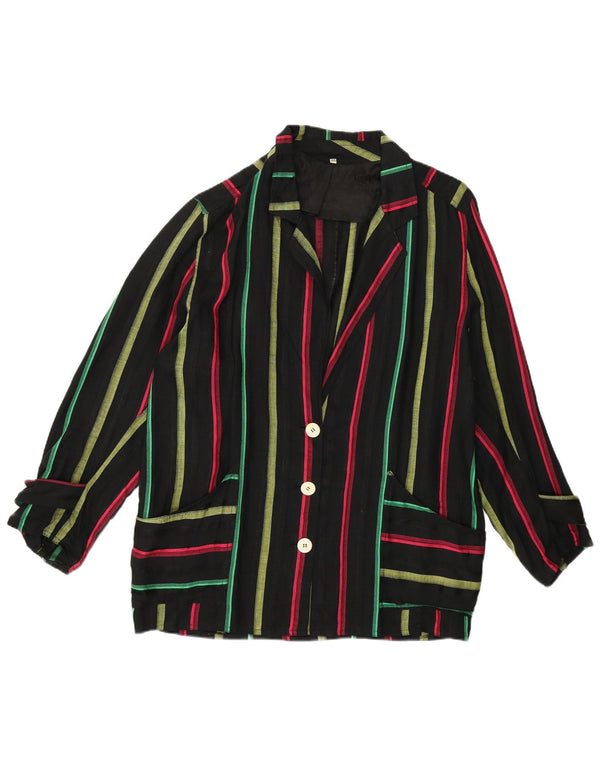 Giacca blazer vintage da donna a 3 bottoni IT 46 grande a righe nere