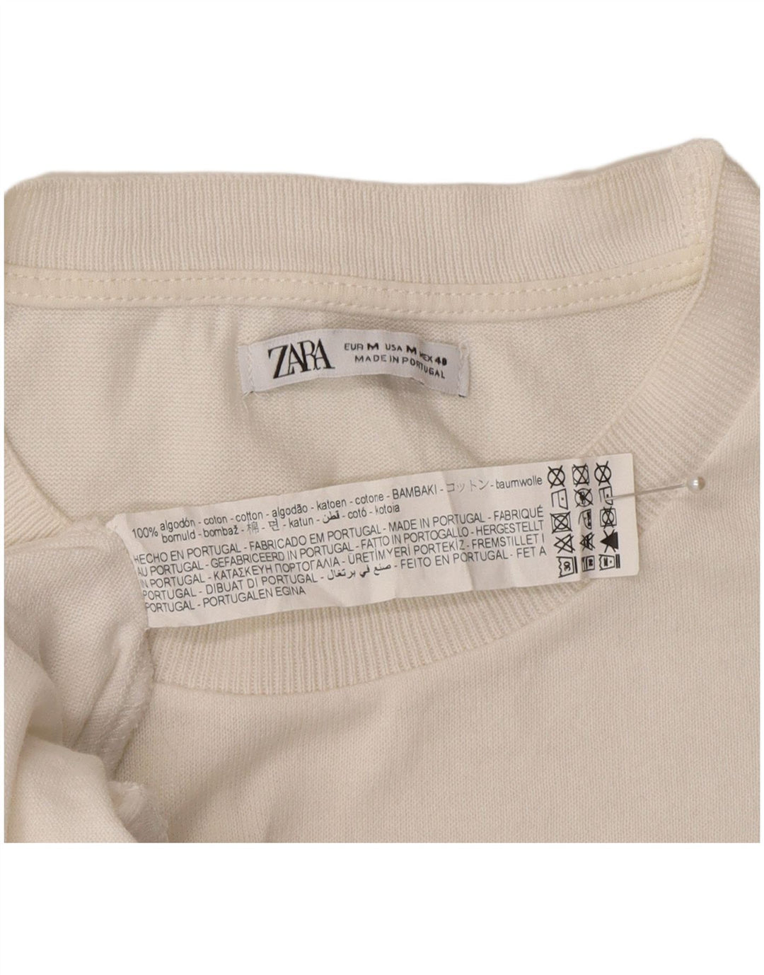 T-shirt Zara da uomo Top in cotone bianco medio