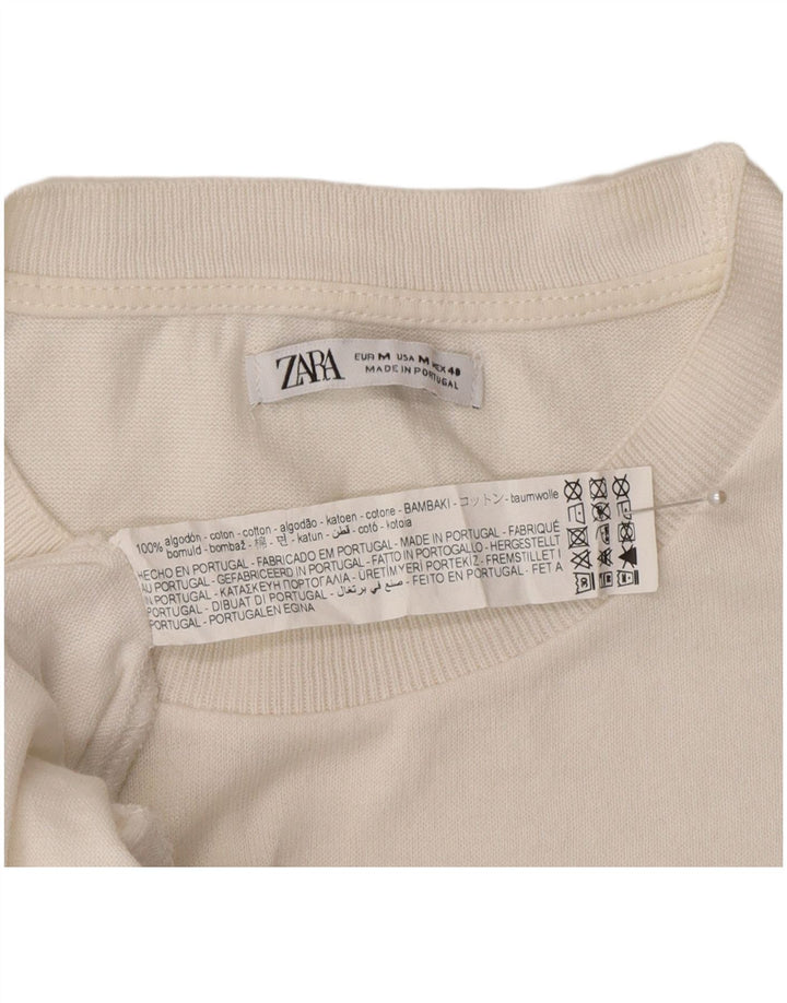 T-shirt Zara da uomo Top in cotone bianco medio