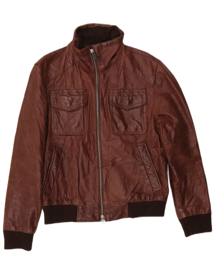 Giacca in pelle vintage da uomo UK 38 in pelle marrone medio