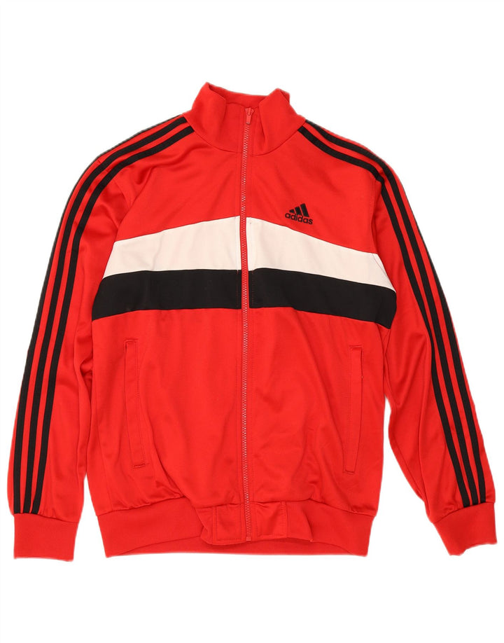 Giacca da tuta da ragazzo Adidas 13-14 anni in poliestere color block rosso