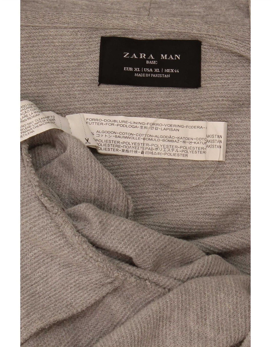 Felpa con cappuccio e zip Zara da uomo XL in cotone grigio