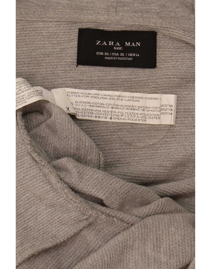 Felpa con cappuccio e zip Zara da uomo XL in cotone grigio