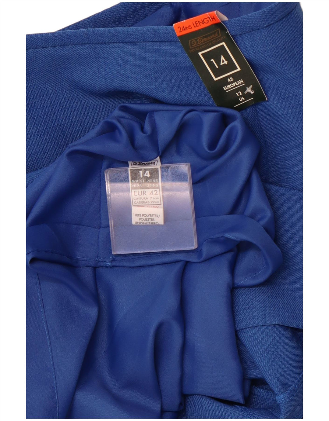 ST. BERNARD Gonna a tubino a vita alta da donna UK 14 Large W28 Poliestere blu